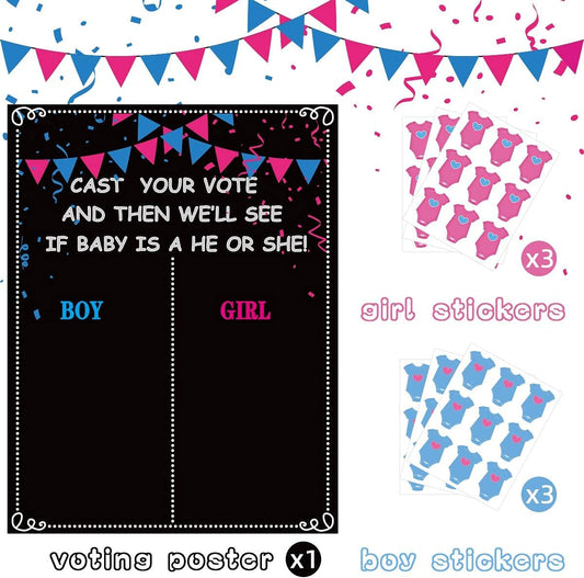 MISS FANTASY Gender Reveal Decorations - 54 Voting Gender Reveal Games Gender Reveal Ideas Boy or Girl Games Party Supplies for Gender Reveal Voting Use Gender Reveal Decor