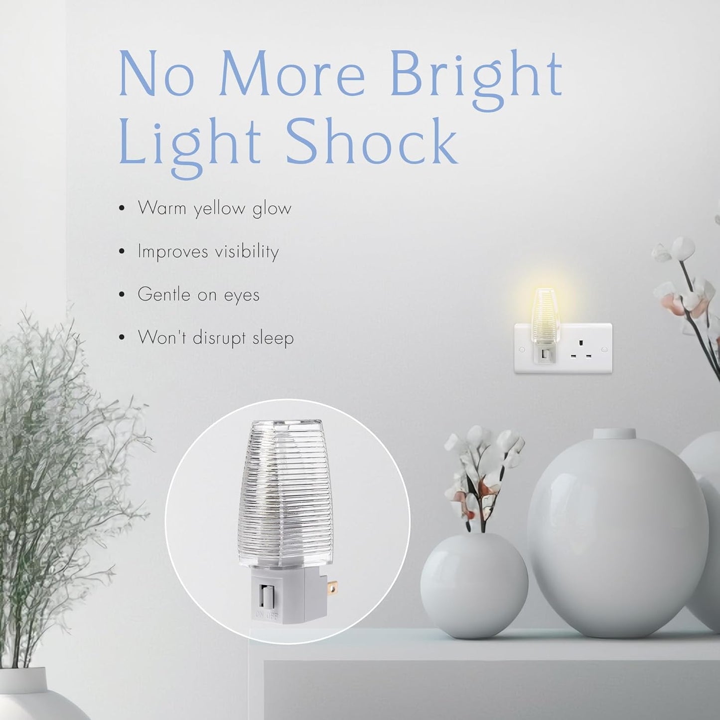 Projectpak Plug in Night Light with Manual On/Off Switch for Hallway, Kid’s Bedroom, Stairways – Includes 4W Incandescent Bulb | 4 Pack