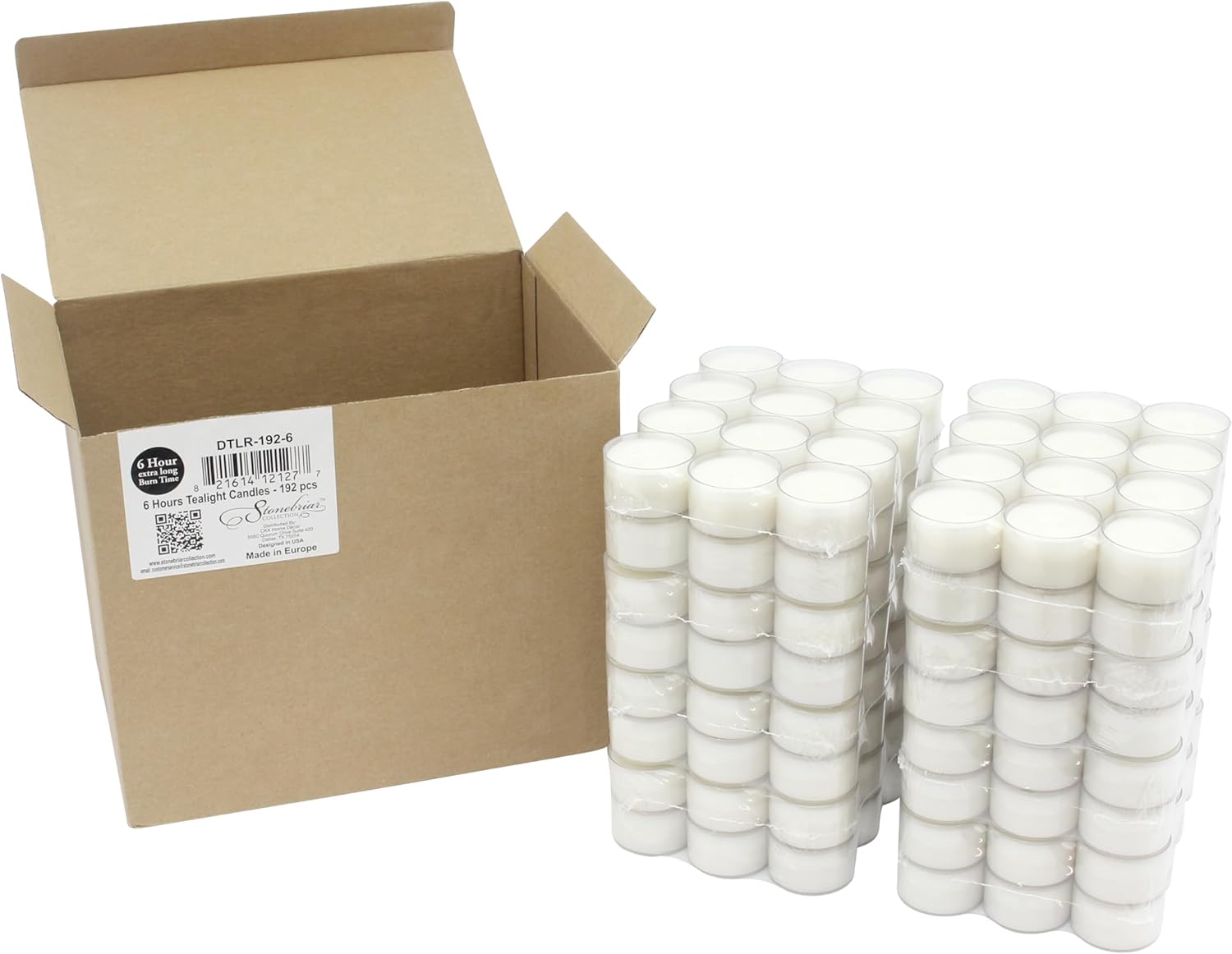 Stonebriar 96 Count White Unscented Smokeless Long Burning Clear Cup T