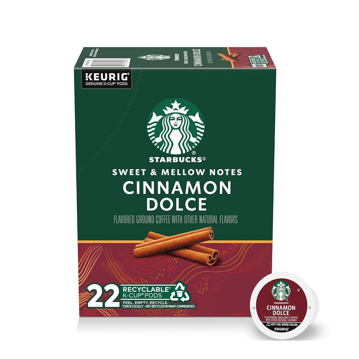 Starbucks K-Cup Coffee Pods, Flavored Hot or Iced Coffee, Cinnamon Dol