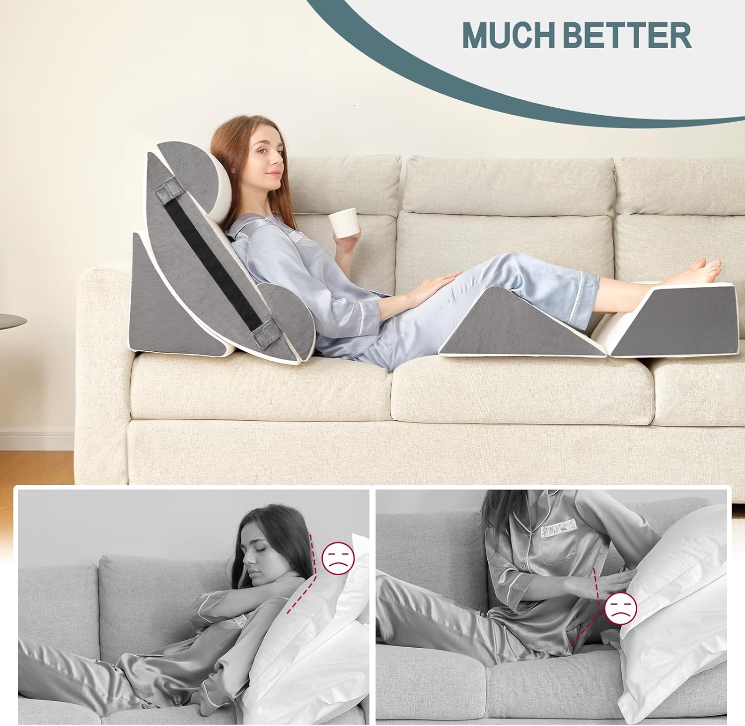 Yojoker 6pcs Orthopedic Bed Wedge Pillow Set for Sleeping, Post Surger