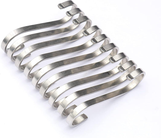Cazlangtvy 9PCS 304 Stainless Steel 3 inch S Flat Hook S Shape Durable Hook Kitchen Pot Storage Box, Bedroom and Office, Home, Garden, Workplace, Outdoor, Silver, 3inch x0.9inch
