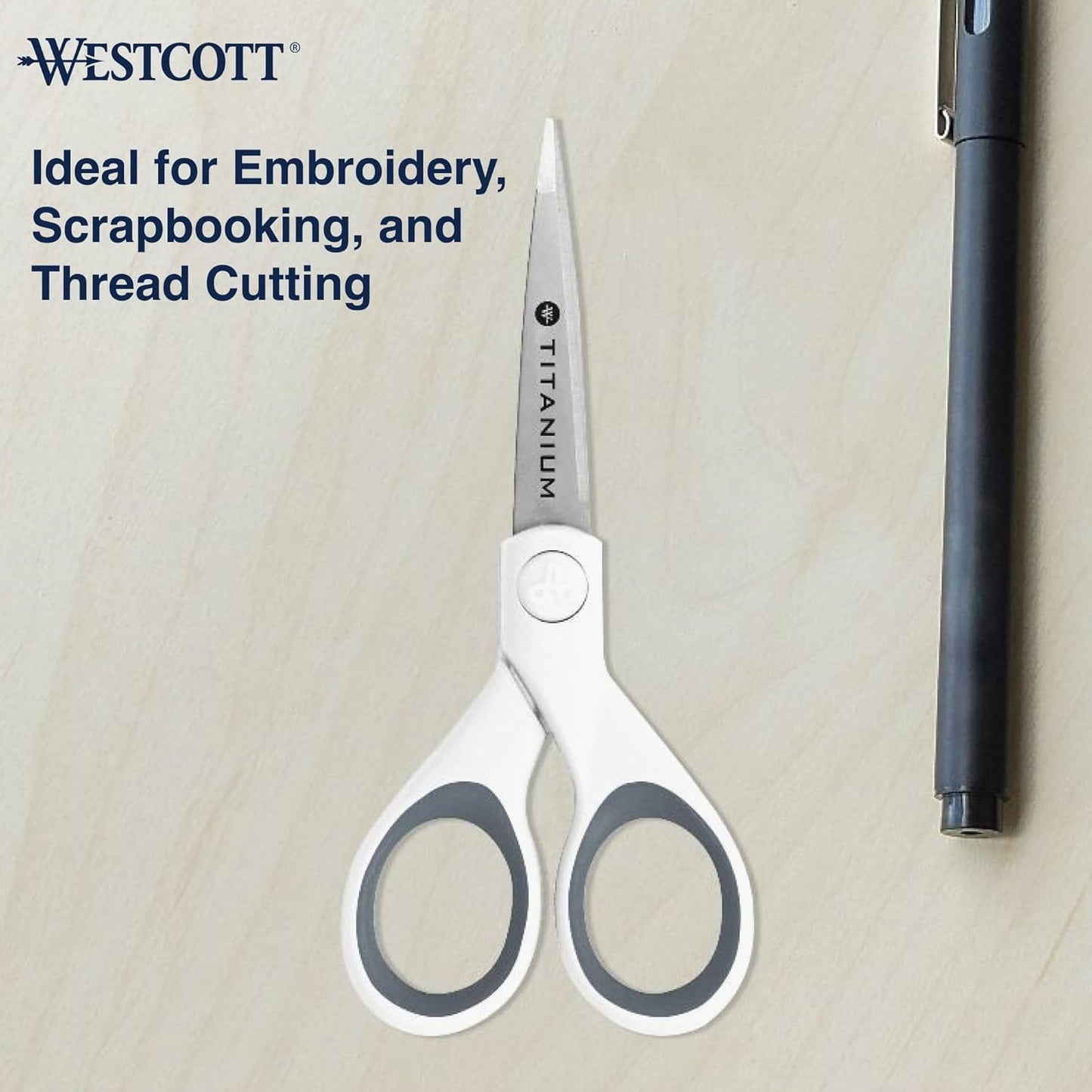Westcott 5-Inch Micro-Tip Fabric Scissors with Titanium-Bonded Blades 