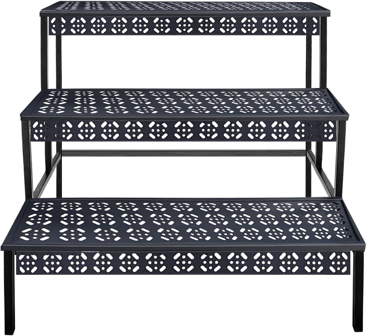 3 Tiers Metal Plant Stand,Rectangular Ladder Flower Pots Outdoor, Indo