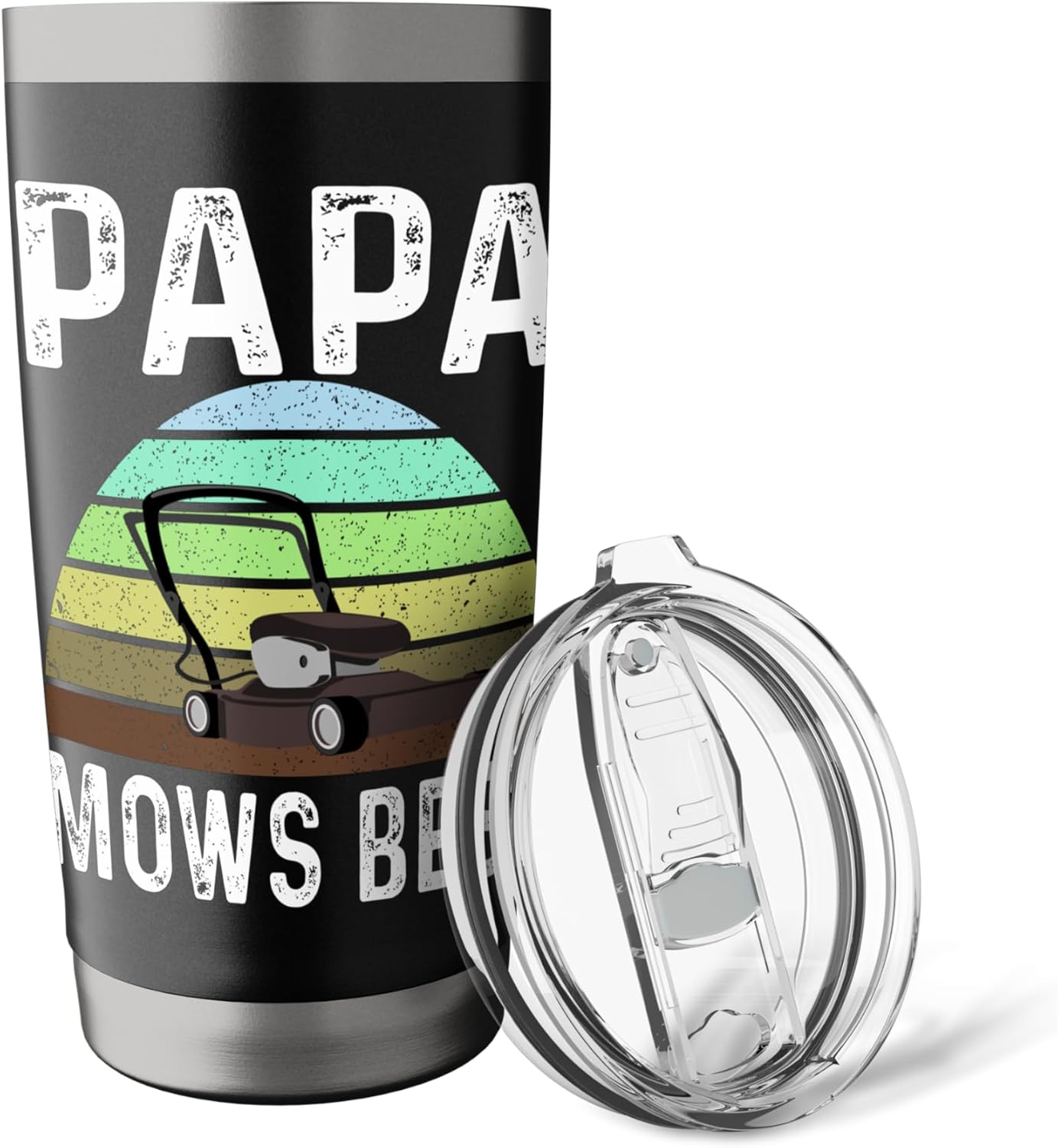 Funny Papa Mows Best Lawn Care Grass Mowing Lawn Mower Dad Stainless Steel Insulated Tumbler