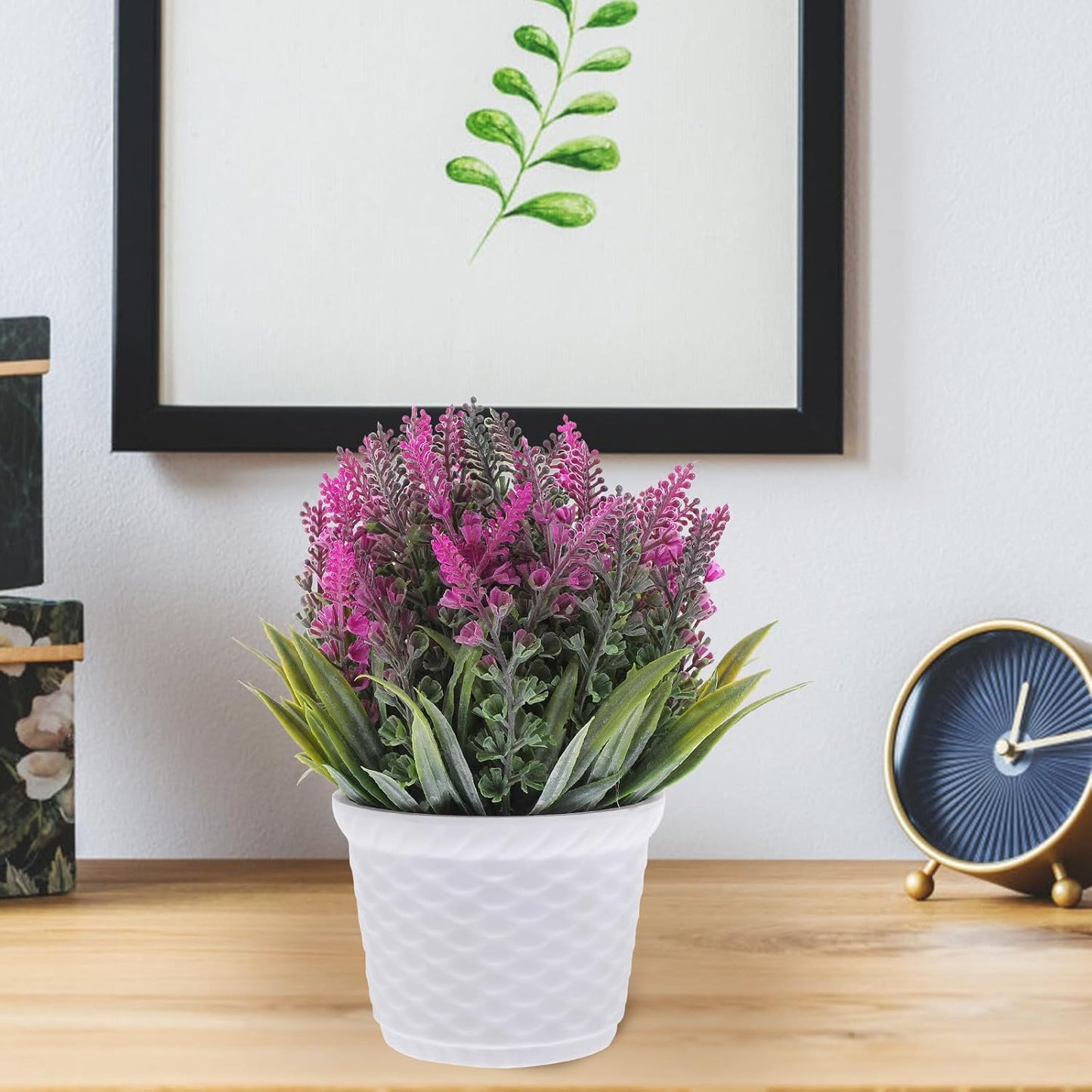 Artificial Lavender Ball Plant in Pot, Faux Potted Flowers Decoration 