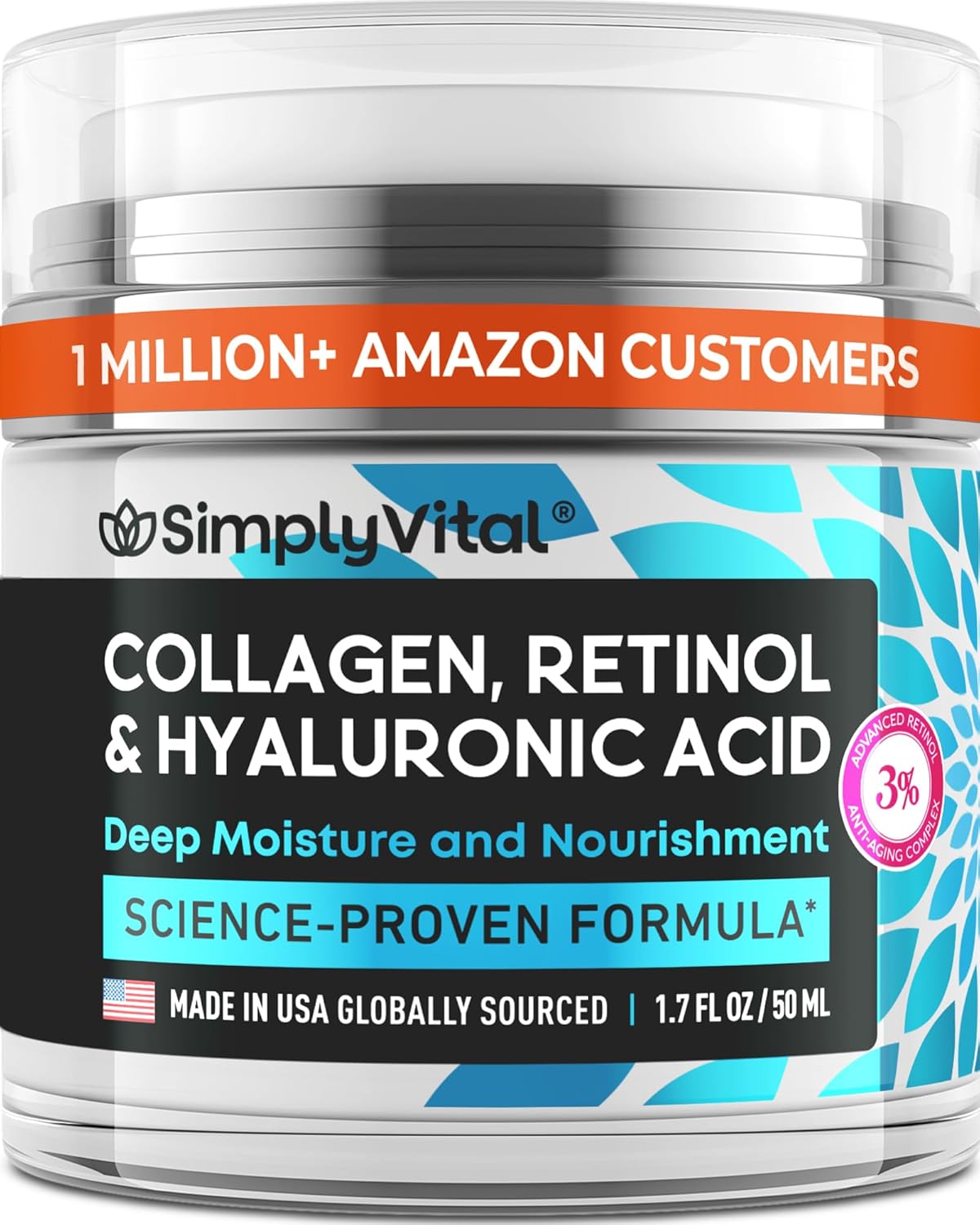 Anti-Aging Face Moisturizer with Retinol, Collagen & Hyaluronic Acid -