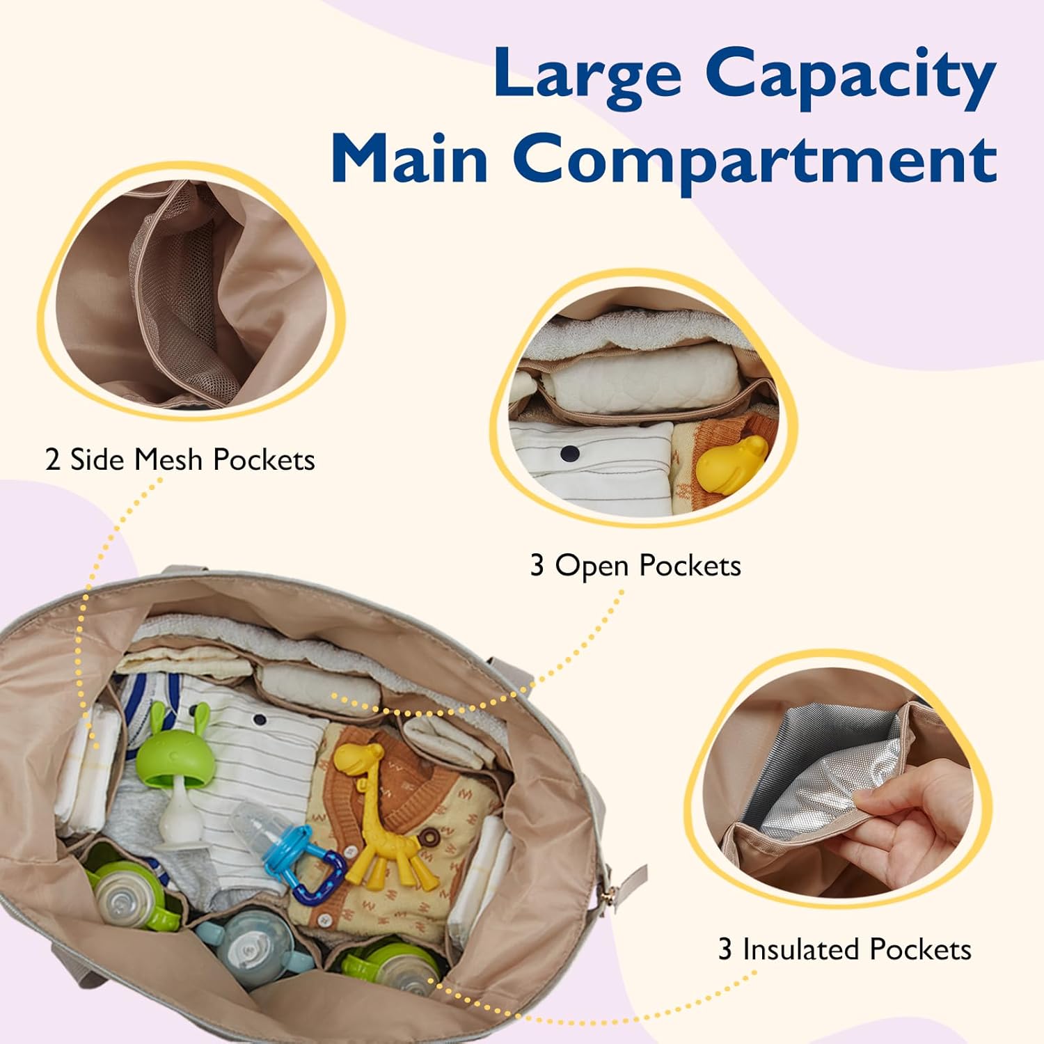 mommore Diaper Bag Tote, Large Capacity Travel Diaper bags, Hospital B