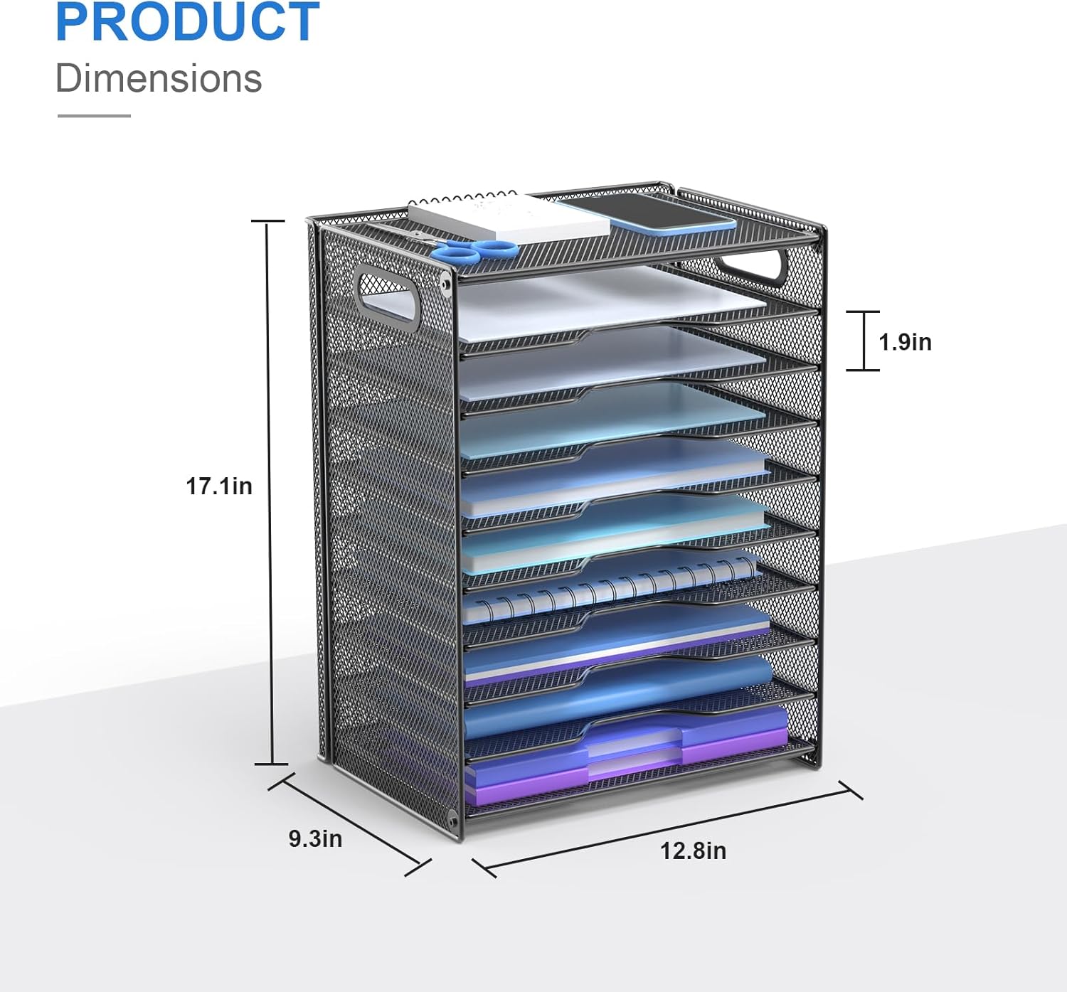 OUTWOLF 10 Tier Paper Organizer - Letter Tray Mesh Desk File Organizer
