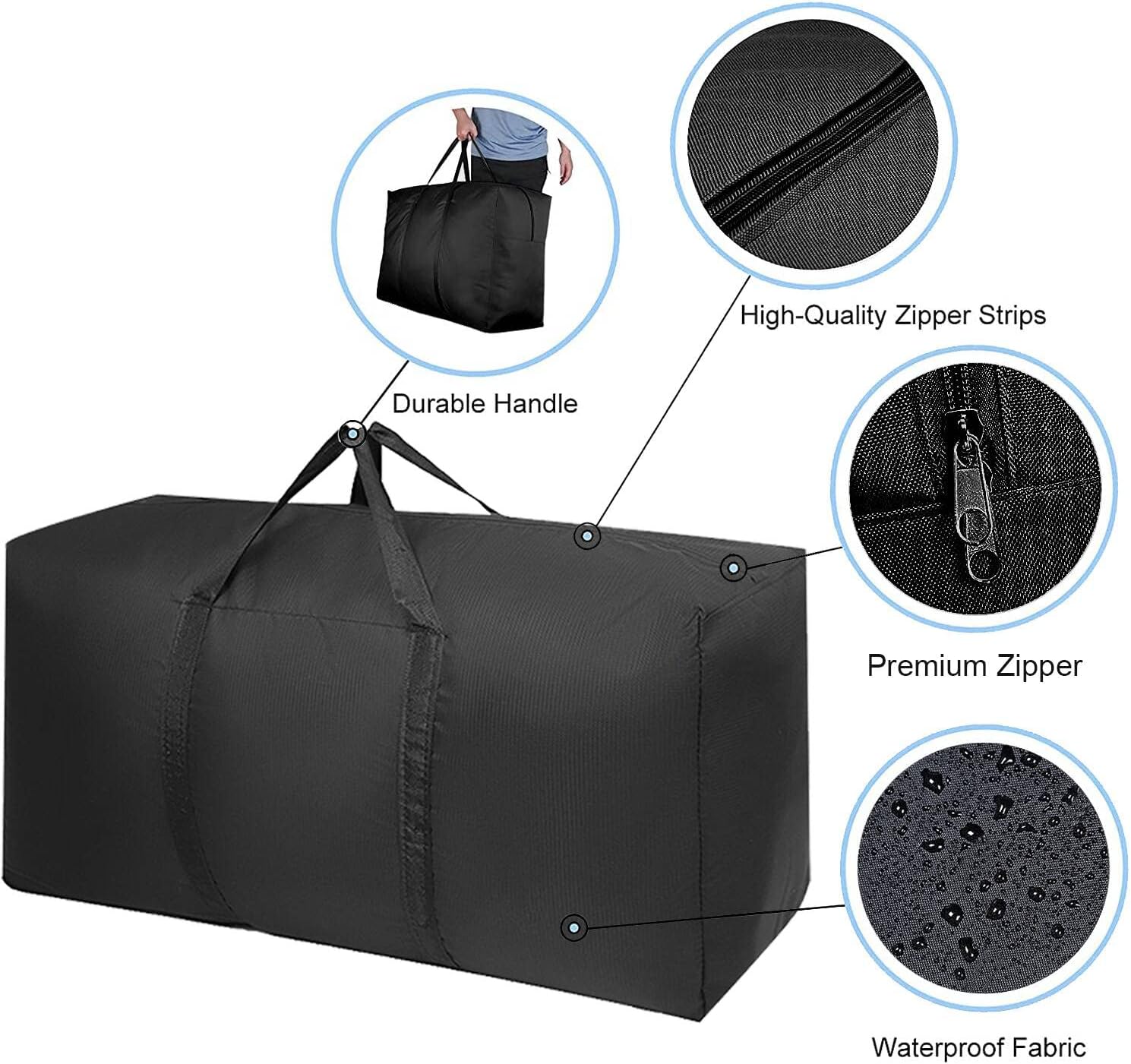 Extra Large Moving Bags with Strong Zippers & Carrying Handles, Storag