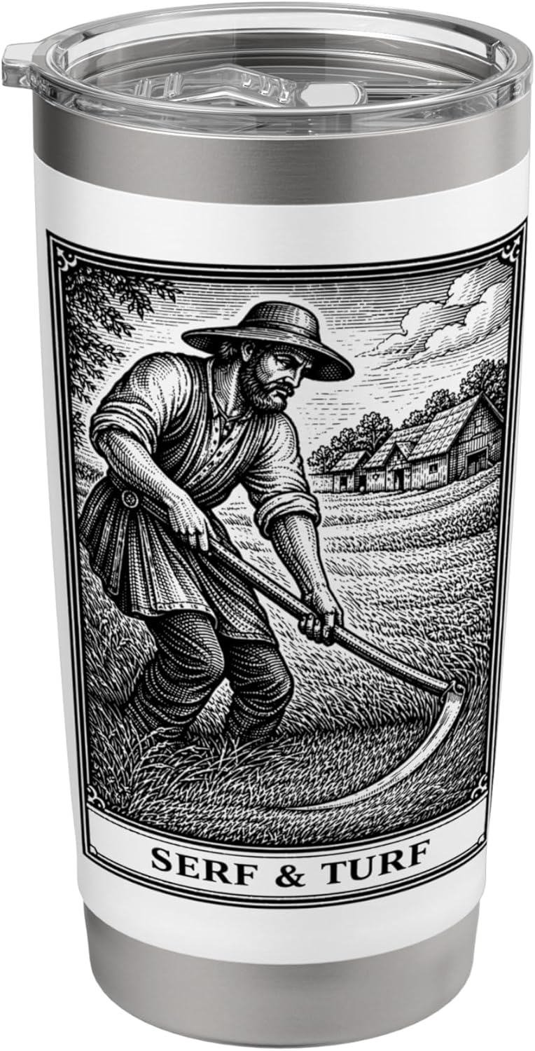 Funny Lawn Care Gardening Serf & Turf Medieval Father's Day Stainless Steel Insulated Tumbler