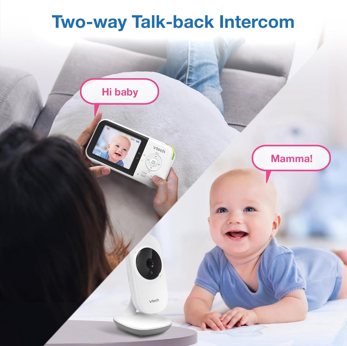 VTech VM819 Baby Monitor with Camera and Audio, 2.8” Screen Portable B