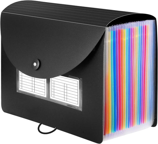 Sooez 24 Pockets Expanding File Folder with Blank Labels, According Fi