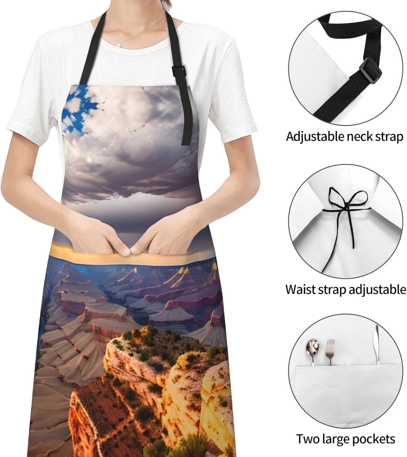 Beauty Grand Canyon 1 print Waterproof chef's apron with pocket apron for kitchen cooking baking barbecue and gardening