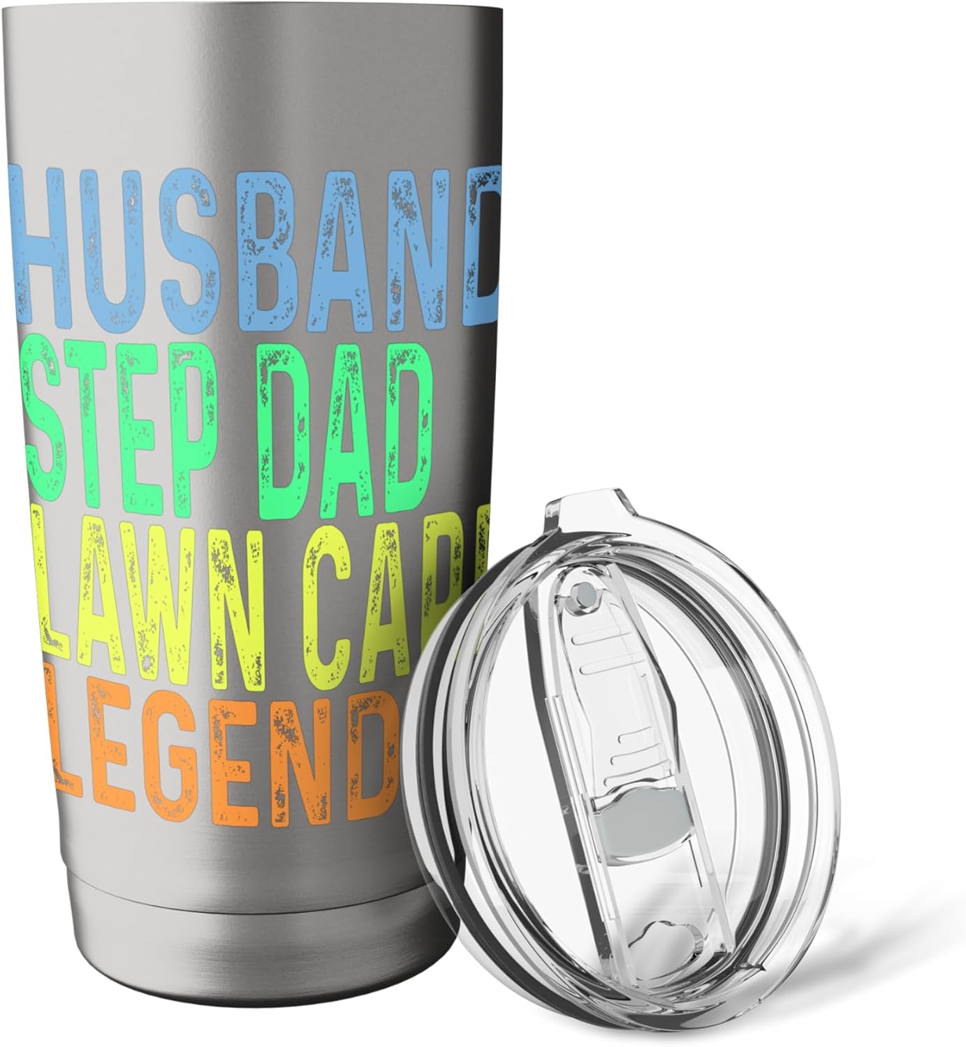 Funny Husband Step Dad Lawn Care Legend Grass Mowing Lawn Stainless Steel Insulated Tumbler