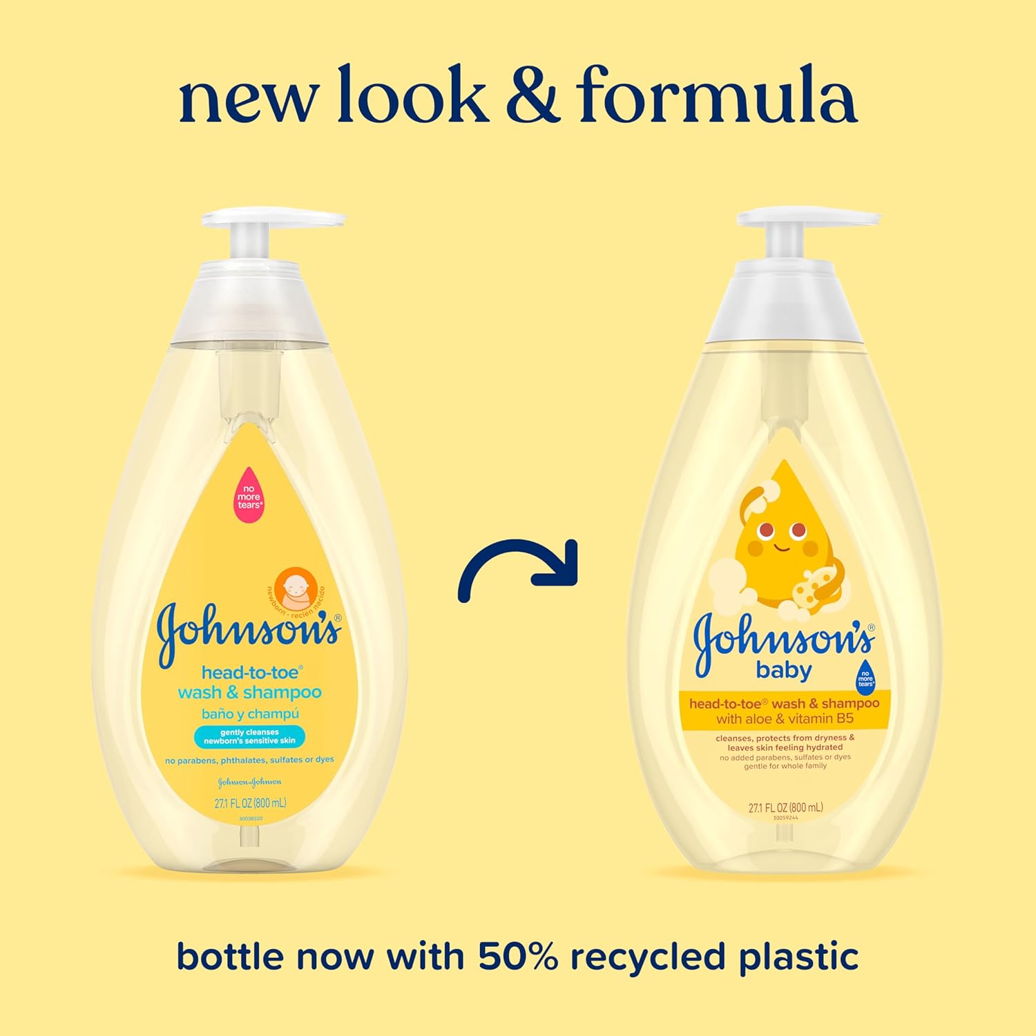 Johnson's Baby Head-To-Toe Baby Wash & Shampoo + Aloe & Vitamin B5, 2-