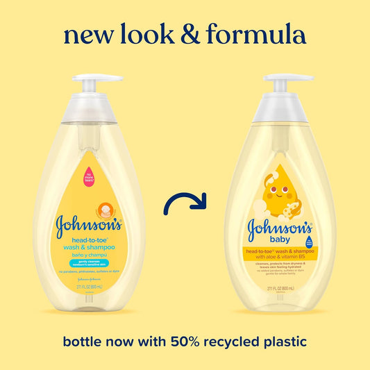 Johnson's Baby Head-To-Toe Baby Wash & Shampoo + Aloe & Vitamin B5, 2-