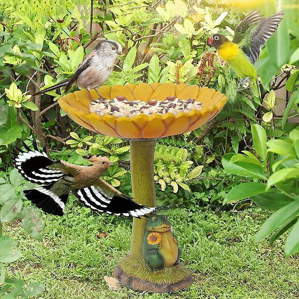 Statue Bird Feeder Garden Decor, Cute Resin Bird Table Ornament for Home Decoration, Prop, Vintage Shop, Retro Shop (1)