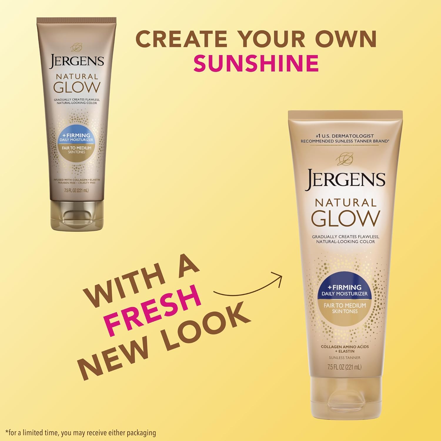 Jergens Natural Glow +Firming Self Tanner Body Lotion, Fair to Medium 