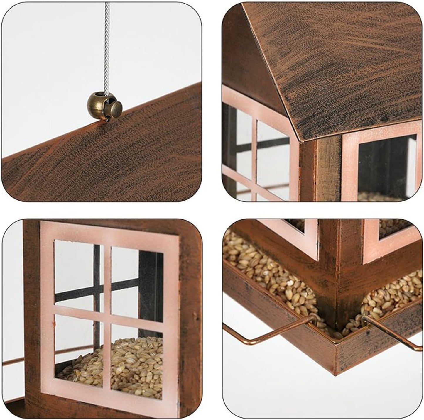 Outdoor Bird Feeding Station - Large Capacity Hanging Feeder, Wild Bird Feeder with Weather Resistant Roof, Garden Birdwatching Feeders Seed Holder, Balcony Yard Feeding Station for Cockatiels Fin