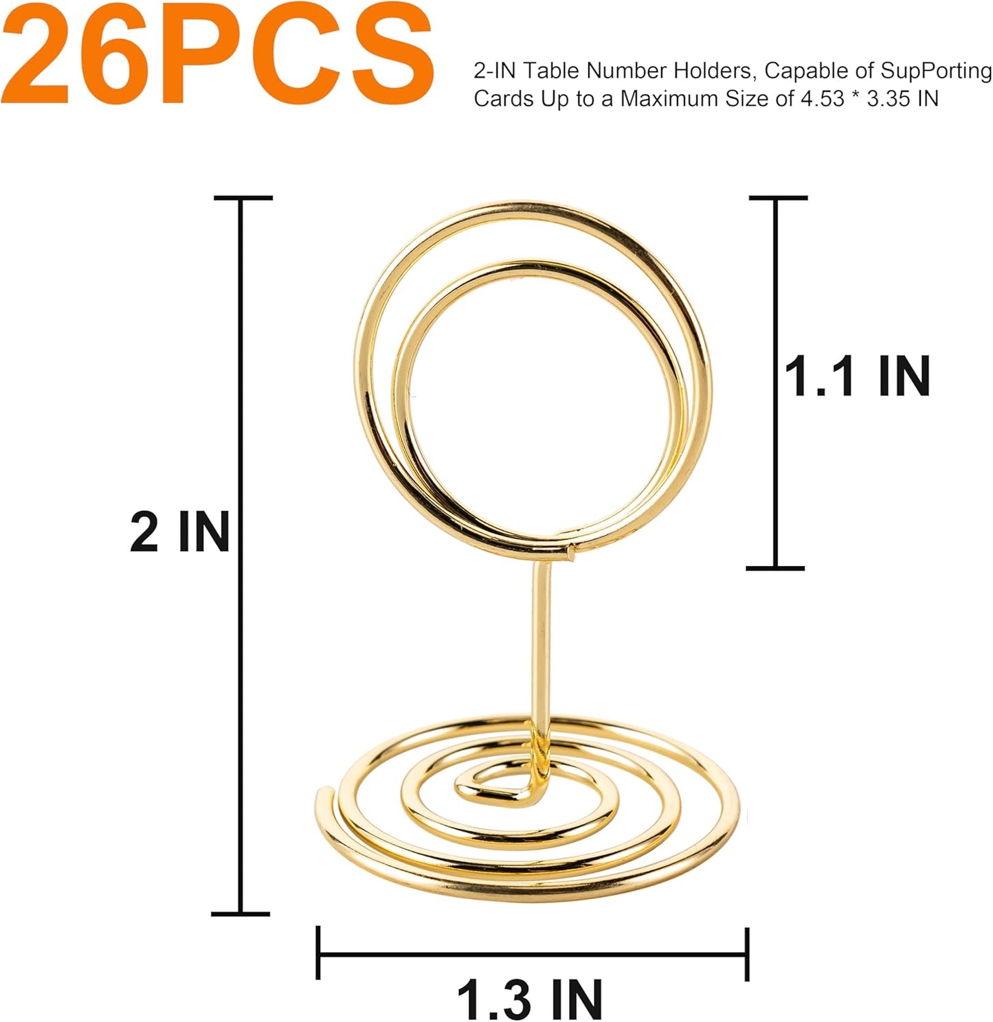 Hoewina 26Pcs Table Number Holders, Place Card Holder, Wire Picture Holder, Small Size Table Card Holders, Photo Holder for Centerpieces, Wedding Reception, Party, Birthday (Gold)