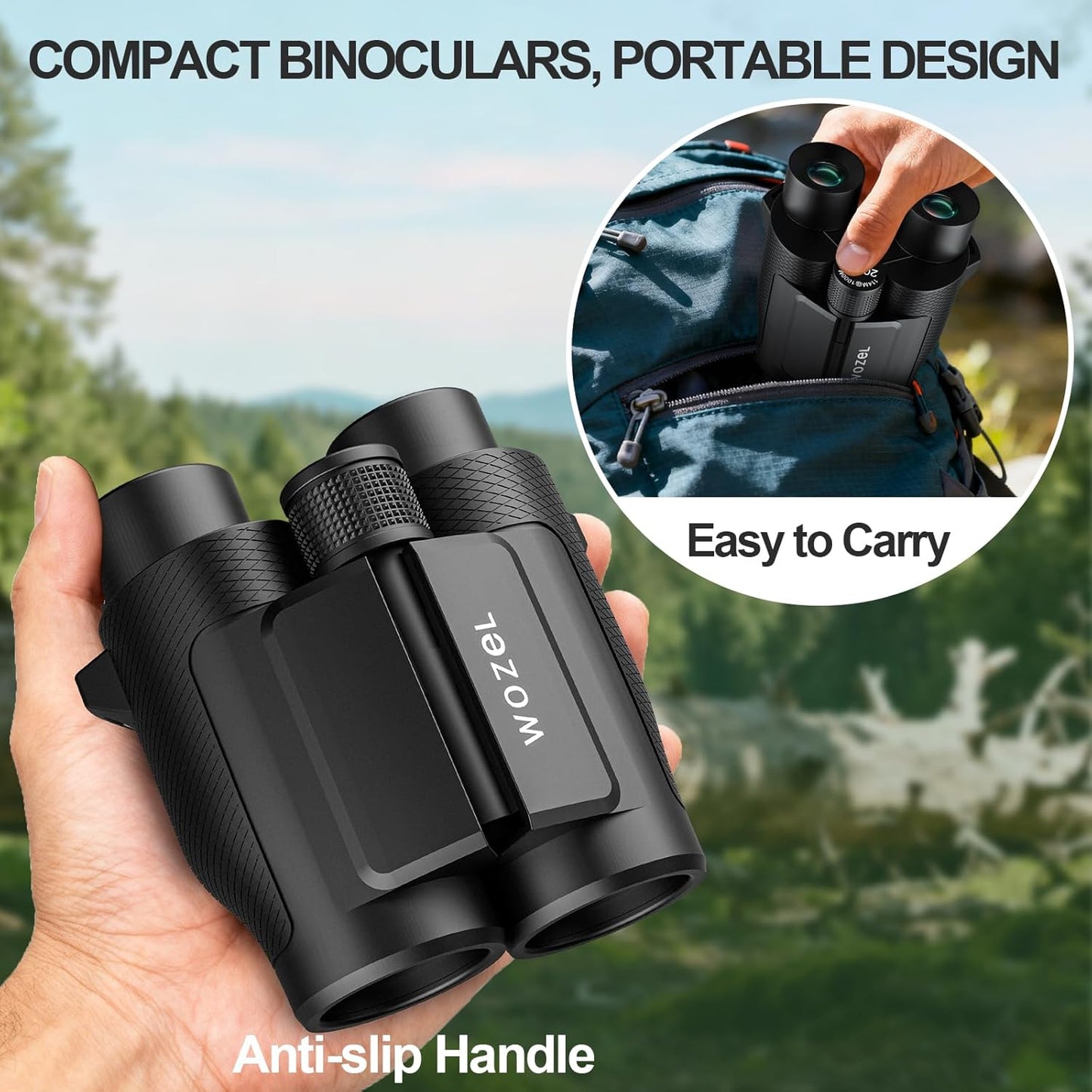 20x25 Compact Binoculars for Adults and Kids - WOZEL HD Small Binocula