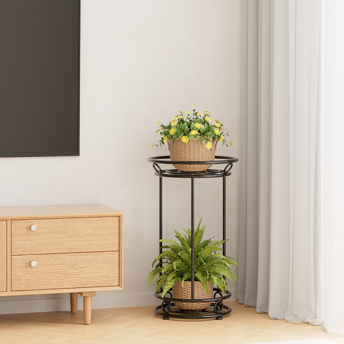 Plant Stand Indoor Outdoor - Metal Planter Holder Shelf Tall Tiered Fl