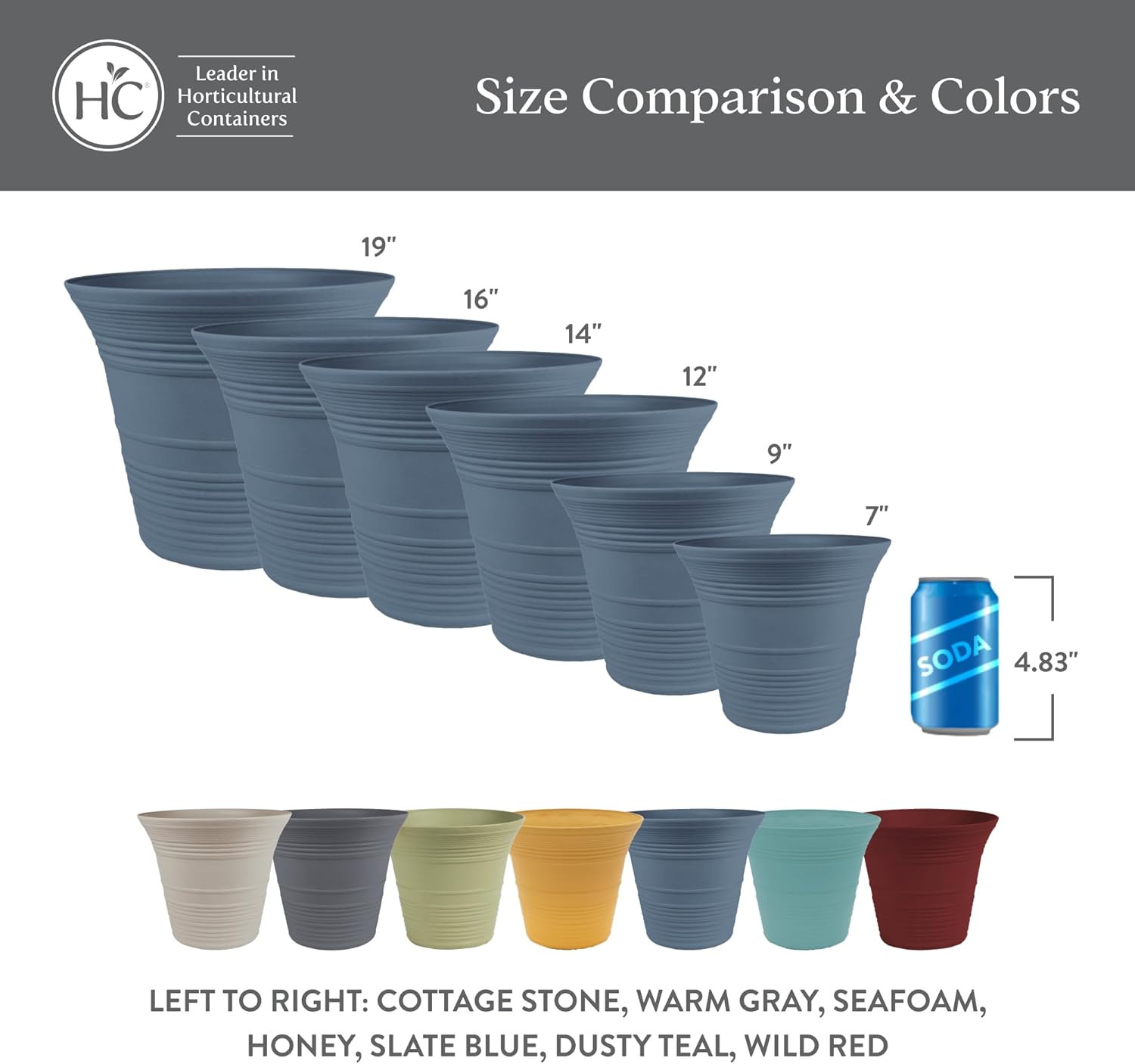 The HC Companies 14 Inch Sedona Round Self Watering Planter Pots, Ligh