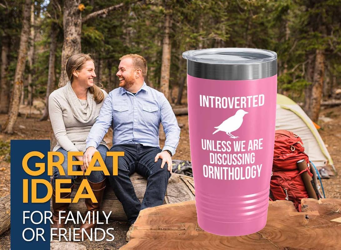 Birding Pink Edition Viking Tumbler 20oz - Introverted unless - Bird Feeder Backyard Birdwatcher Gifts Birding Bird Lover