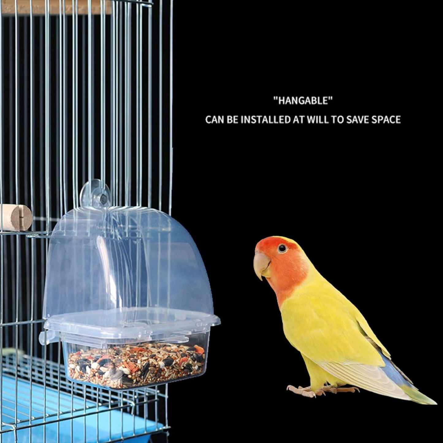 2xClear Bird Supplies Bird Cage Feeder Plastic Easy to Install Use and Clean Plastic Bird Gift Parrots Feeders for Cage