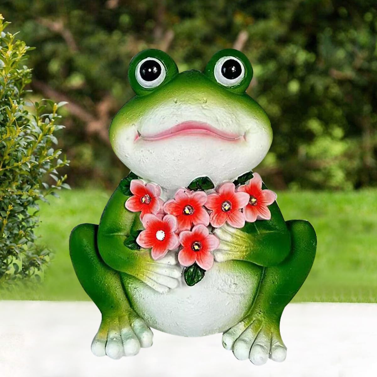 Solar Frog Garden Decor - Resin Frog Statues for Outside, Patio, Yard, Lawn, Gardening Gifts for Women, Outdoor Decorations