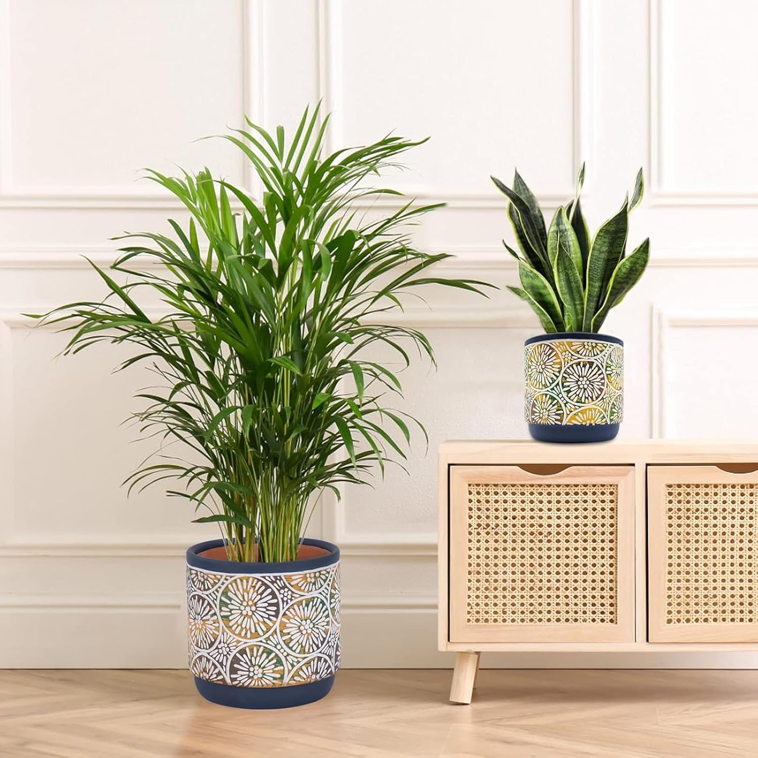 DeeCoo 3 Piece Ceramic Plant pots Indoor Pots Set with Drainage Holes,