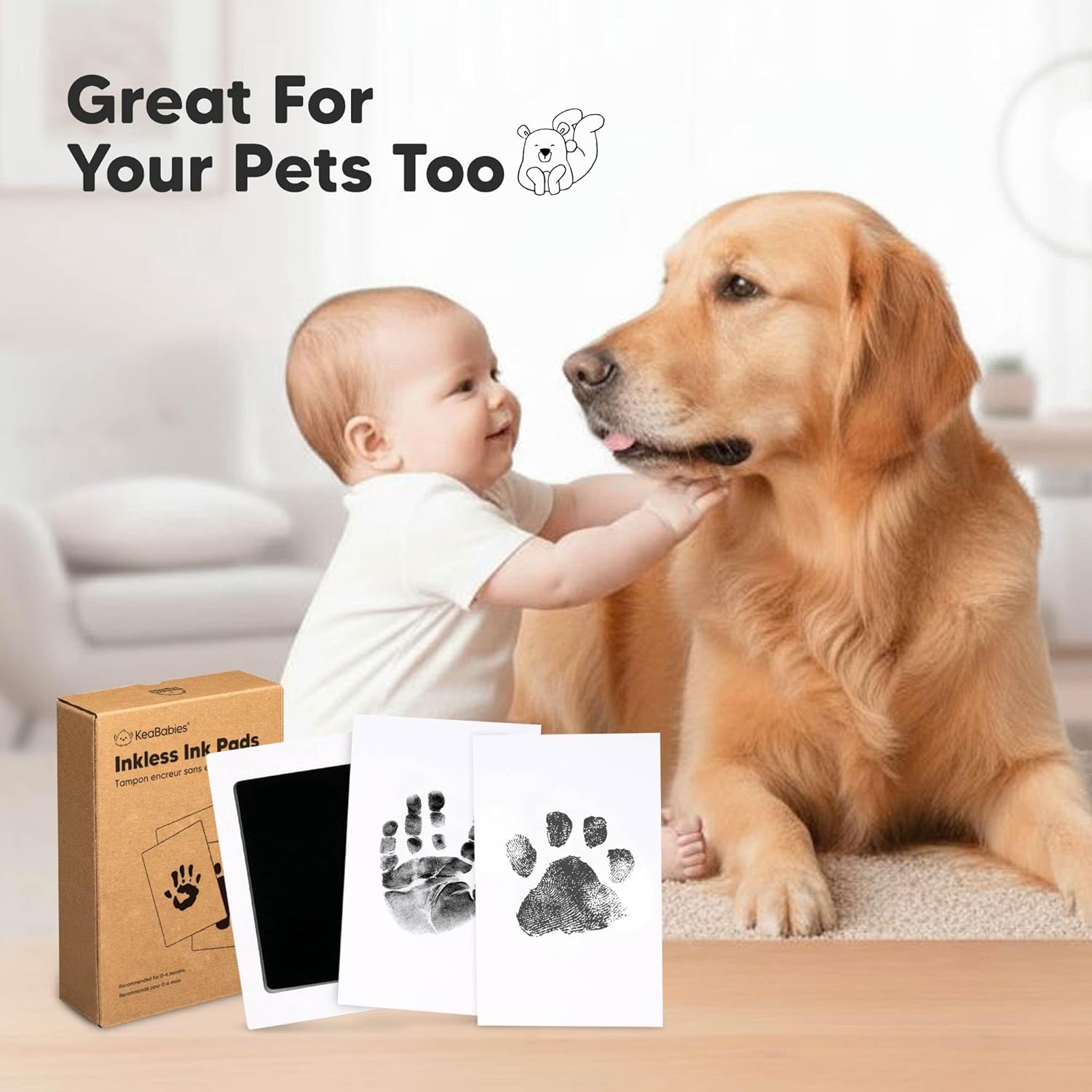 4-Pack Inkless Baby Hand and Footprint Kit - Mess Free Ink Pad for New