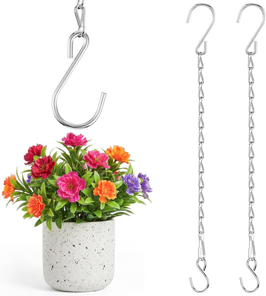 2 Pack Hanging Chain for Bird Feeders, Planters, Lanterns and Ornaments (9.5 Inch, Silver)