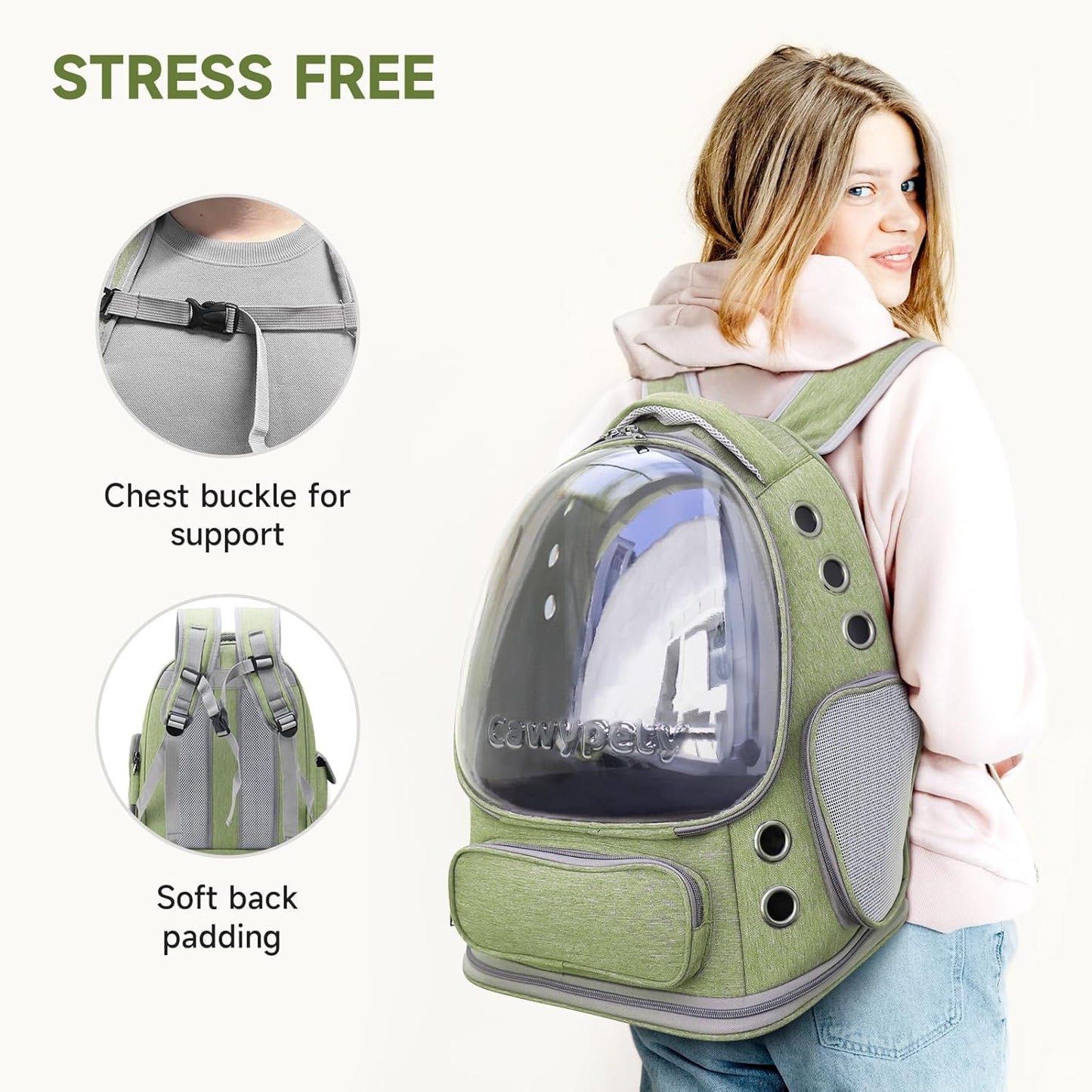 Cat Backpack Carrier, Breathable Cat Carrier Large Space Bubble Pet Ba