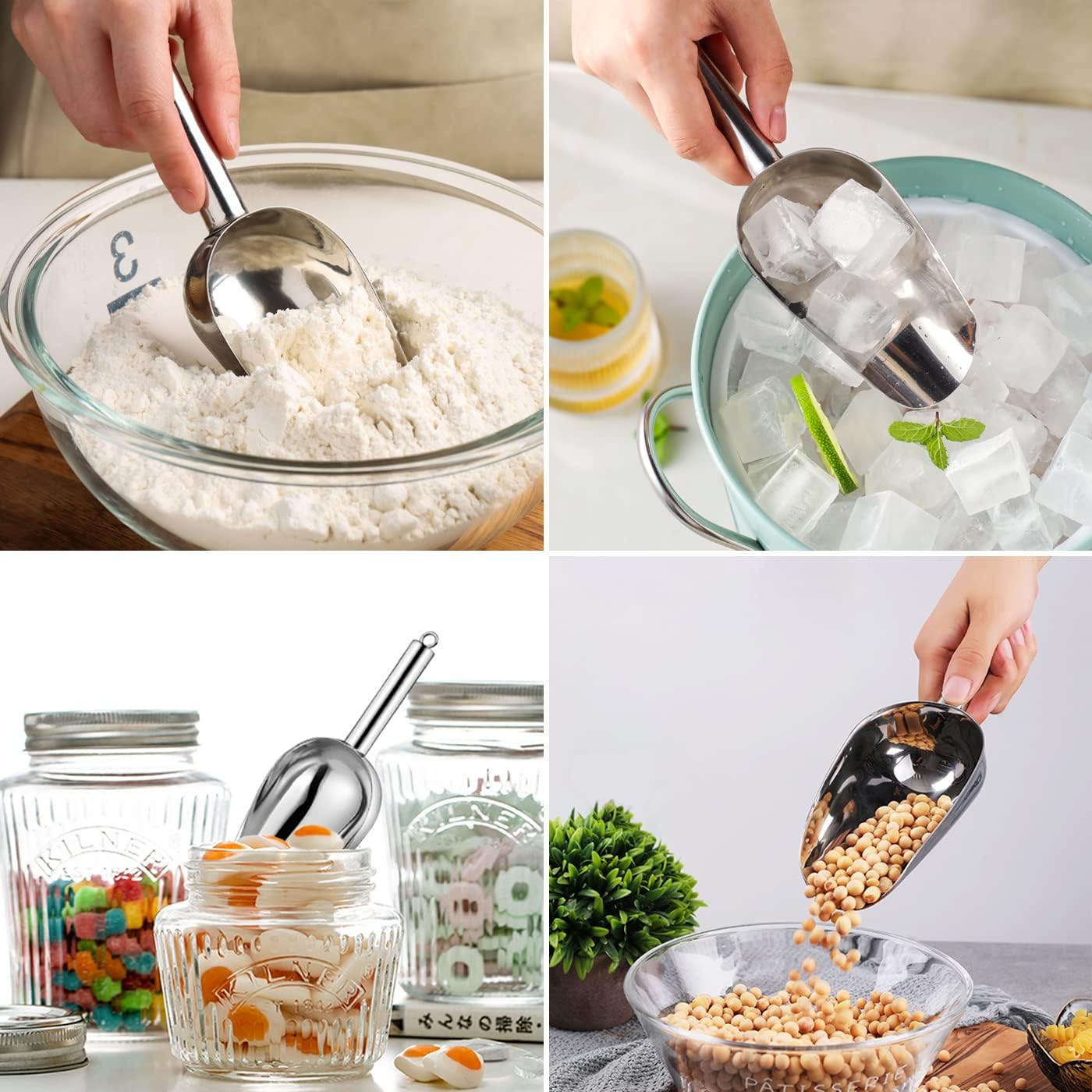 Metal Ice Scoop 6 Oz，Kitchen Ice Scooper for Ice Maker, Small Food Sco