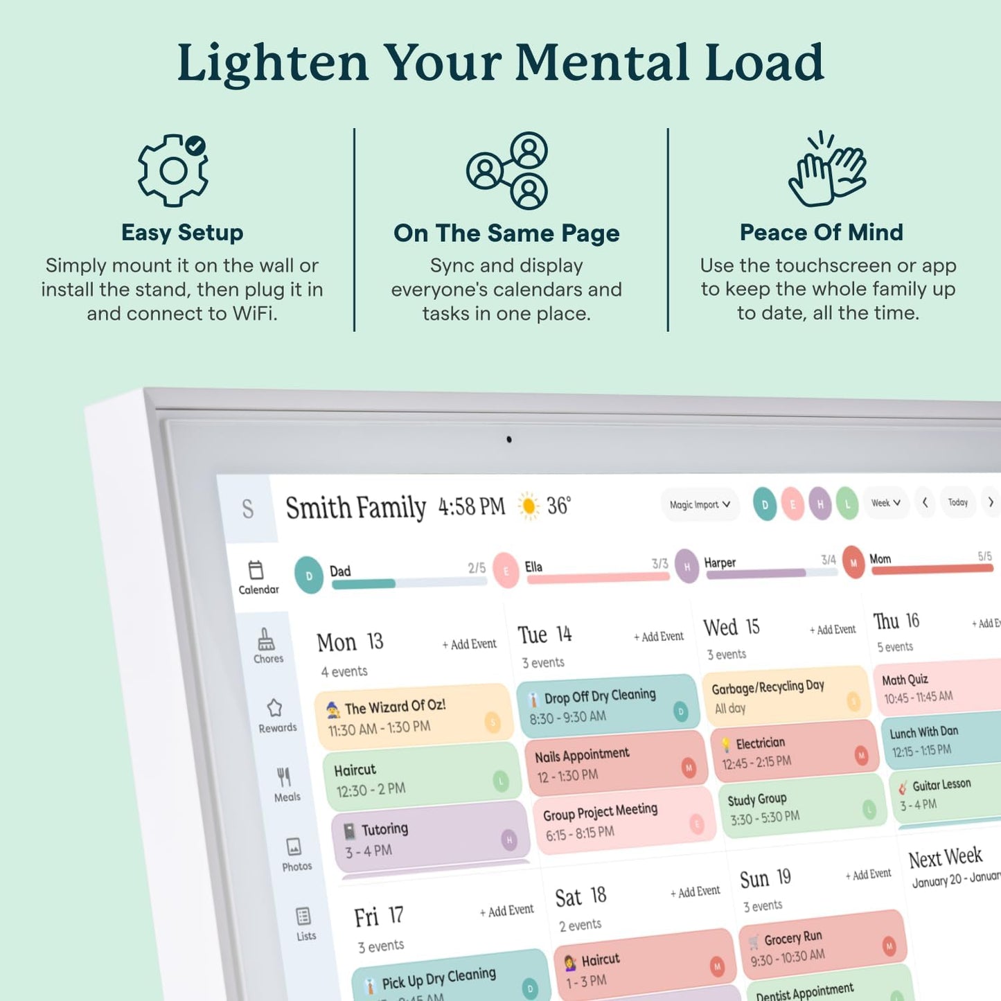 Skylight Calendar: 15-inch Wall Planner Digital Calendar & Chore Chart