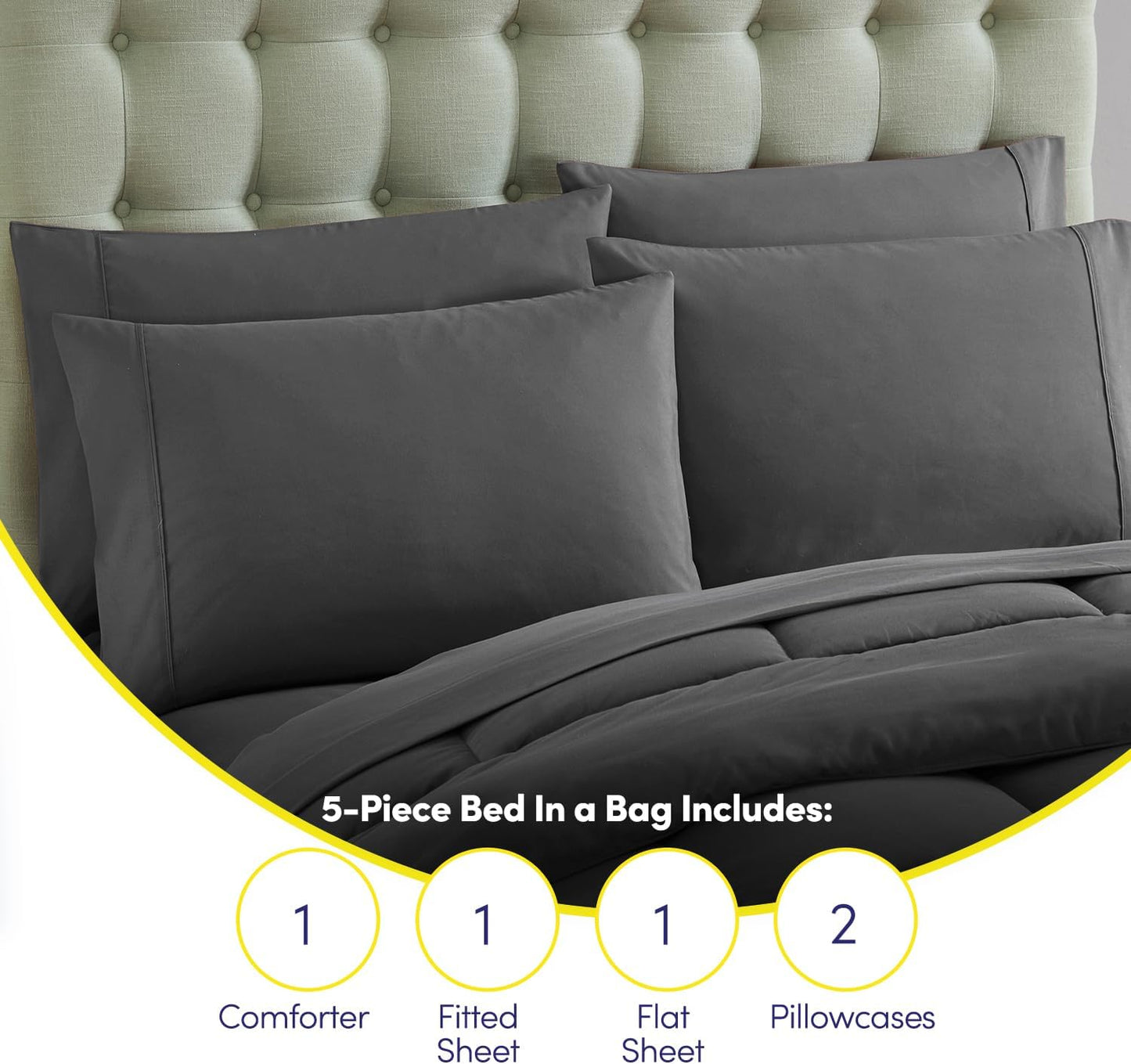 Sweet Home Collection 5 Piece Comforter Set Bag Solid Color All Season