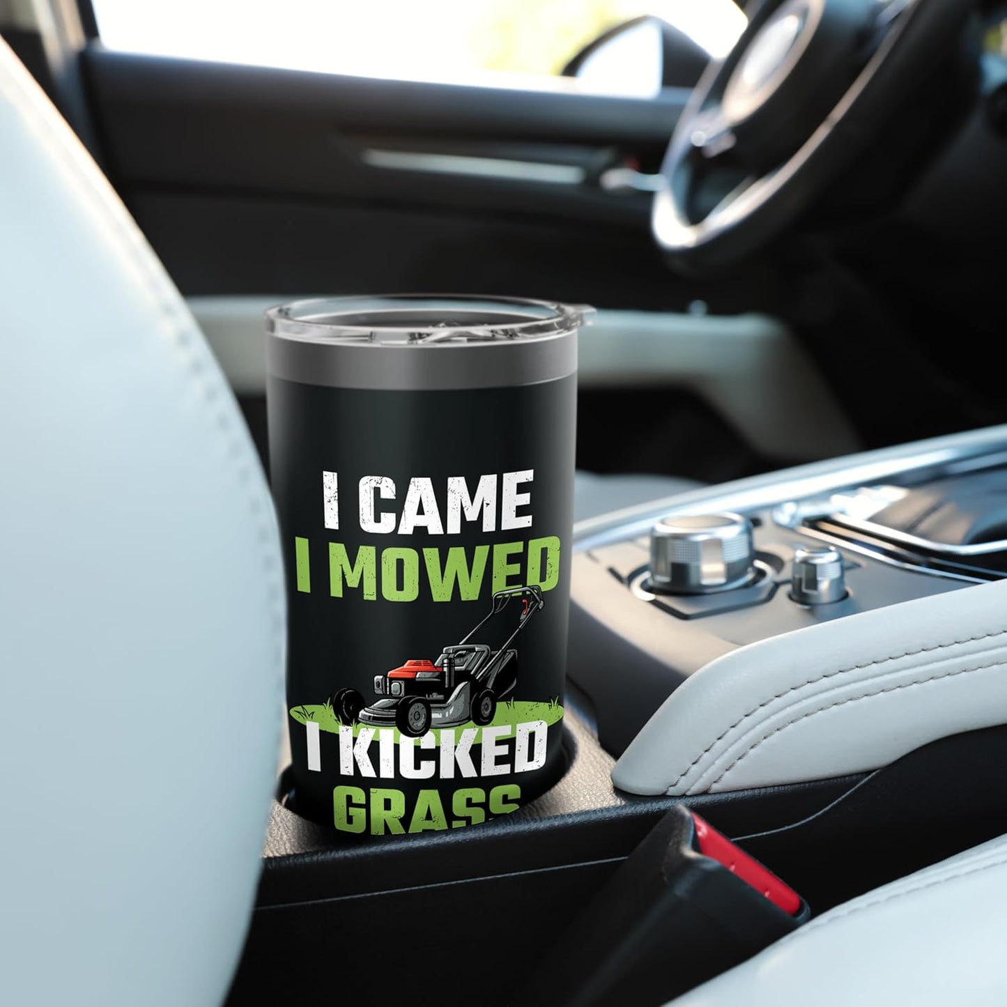 I Came I Mowed I Kicked Grass Funny Lawn Mowing Gardener Stainless Steel Insulated Tumbler