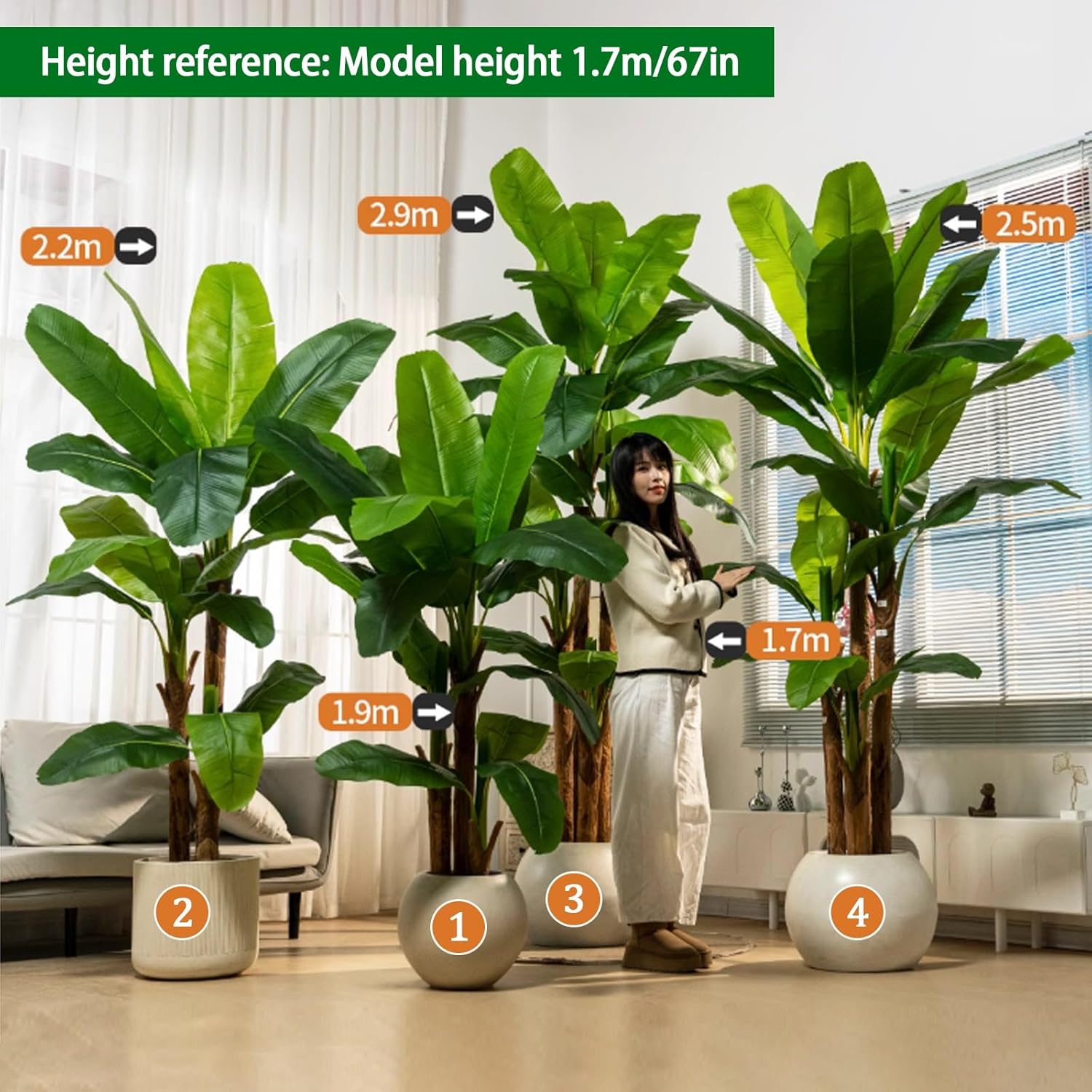 Artificial Scindapsus Aureus Plant Indoor Fake Tree with White Tall Pl
