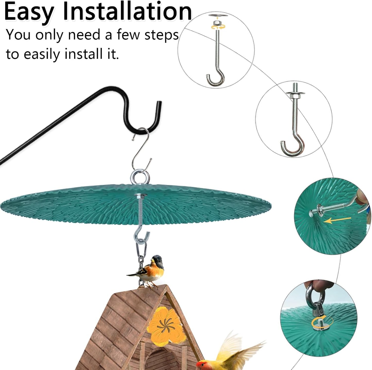 Bird Feeder Baffle，Humming Bird Feeders Cover for Hanging,13 inch Metal Squirrel Baffle Shield for Outside(Green(Green,1 Pack)