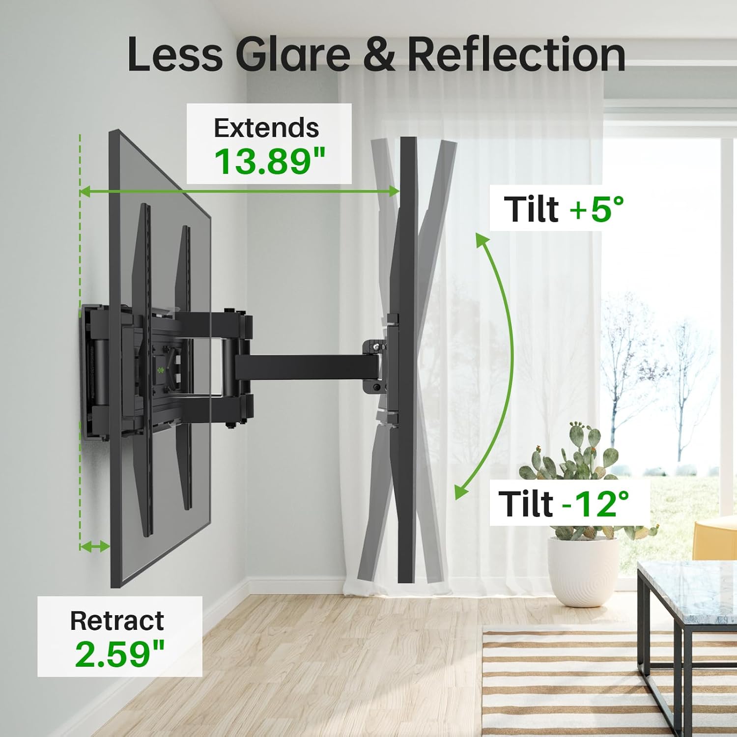 USX MOUNT Full Motion TV Wall Mount for Most 32-70 inch TVs up to 99 l