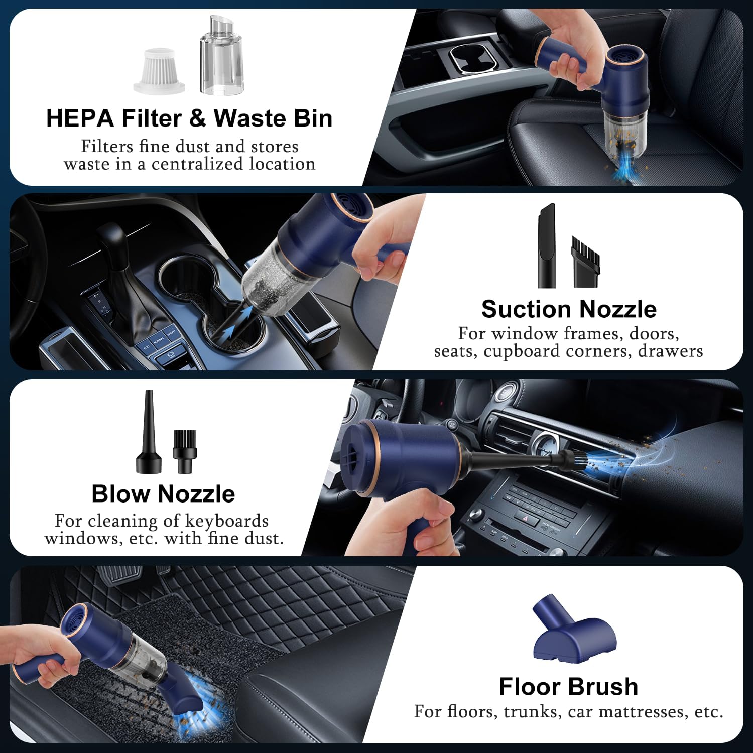 KMM Handheld Car Vacuum Cleaner, 9000Pa Vacuum Cleaner and Air Duster,