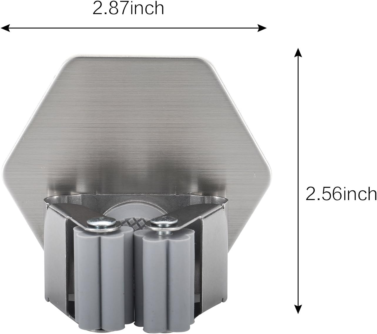 Mop and Broom Organizer Garage Tool Storage Rack Stainless Steel Broom Gripper Mop Holder with 3M Self Adhesive, 3 Pack