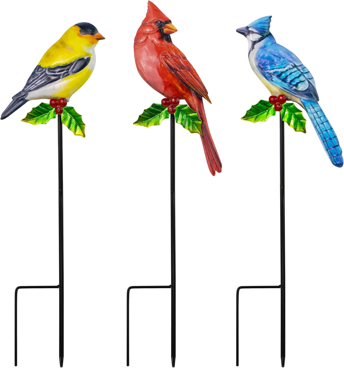 3 Pack Birds Metal Decorative Garden Stakes - 20 Inch Shaker Patio Decor Art and Rust Resistant Metal Garden Decor for Indoor and Outdoor Decor - Perfect for Patio and Lawn Ornaments