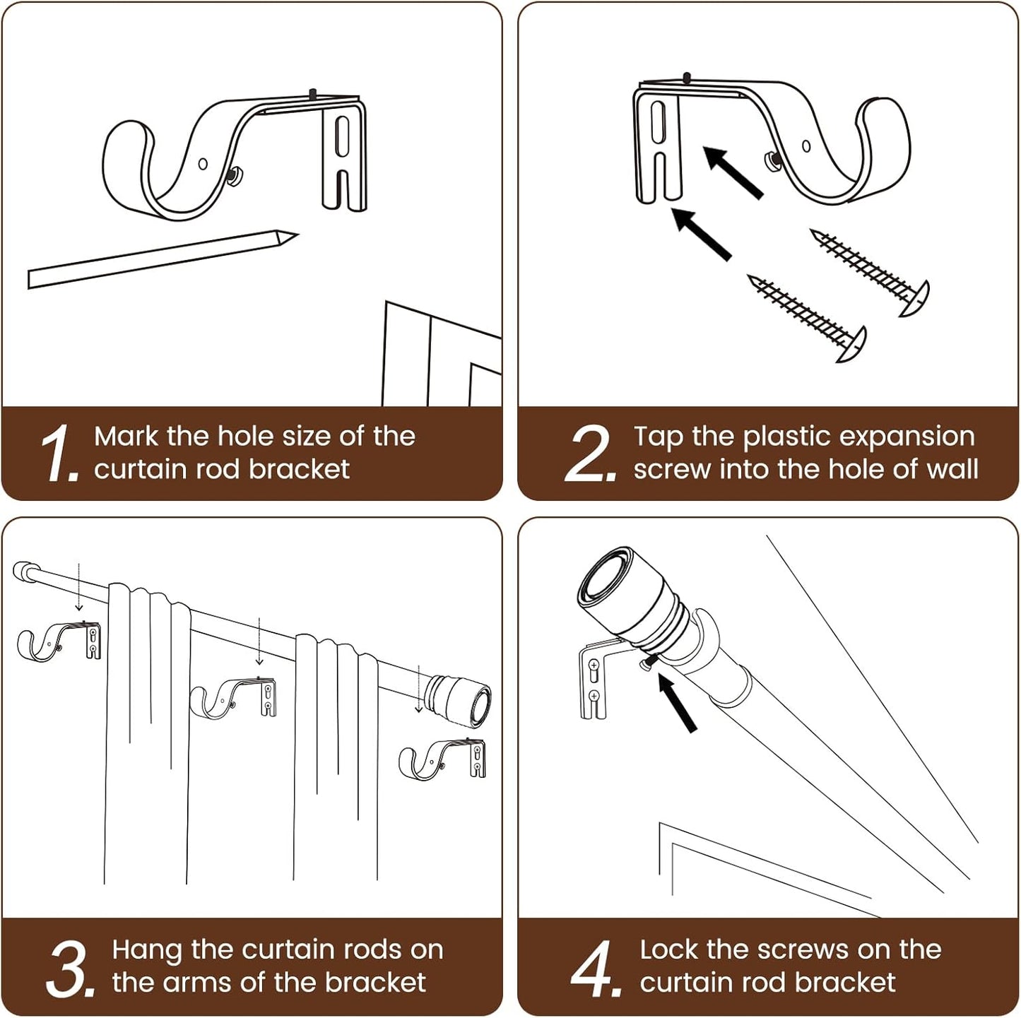 1” Diameter Curtain Rods Itself is 30 to144 inch 1 Pack Fit 30-142 inch, 66 to 120 inch Window with Heavy Duty Adjustable Rod Matte Black Splicing Metal Extra Long Curtain Rod for Windows