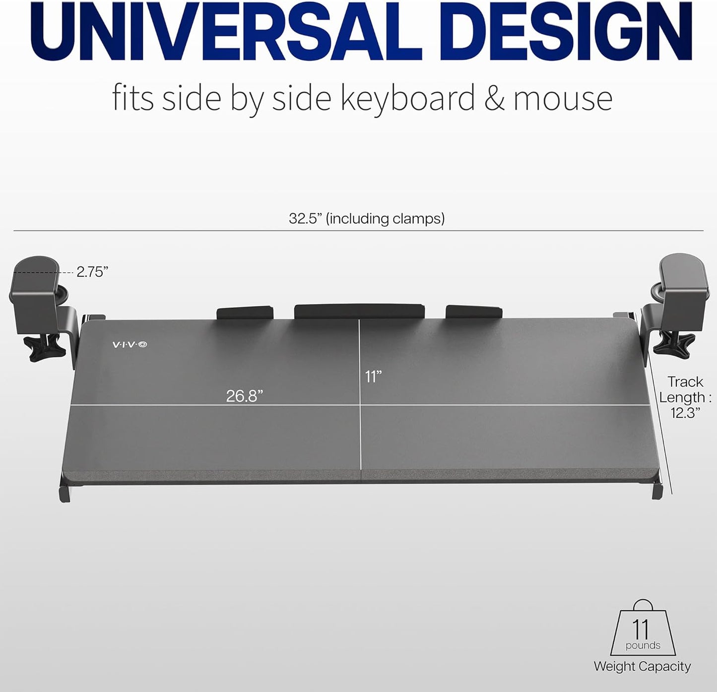 VIVO Large Keyboard Tray Under Desk Pull Out with Extra Sturdy C Clamp