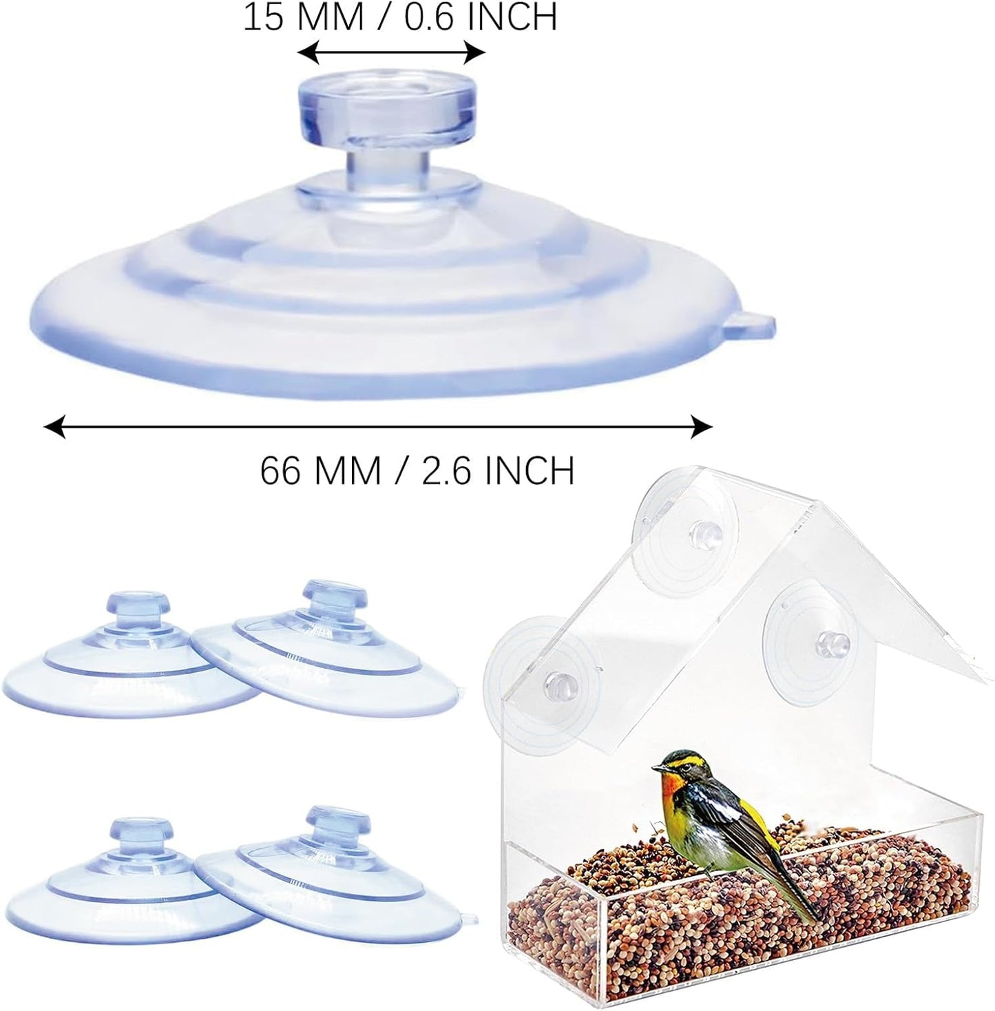6 Pack Replace The Suction Cups of The Birds The Suction Cup of The Glass Bird Feeder, The of The Window of The Bird Feeder