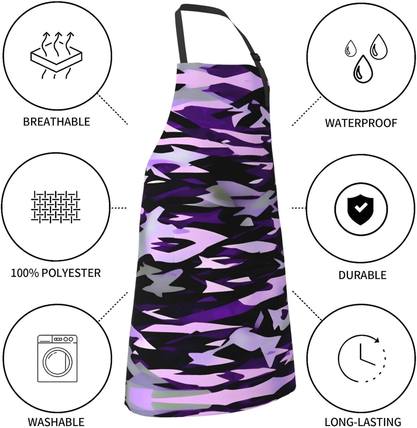 American Camouflage Purple print Waterproof chef's apron with pocket apron for kitchen cooking baking barbecue and gardening