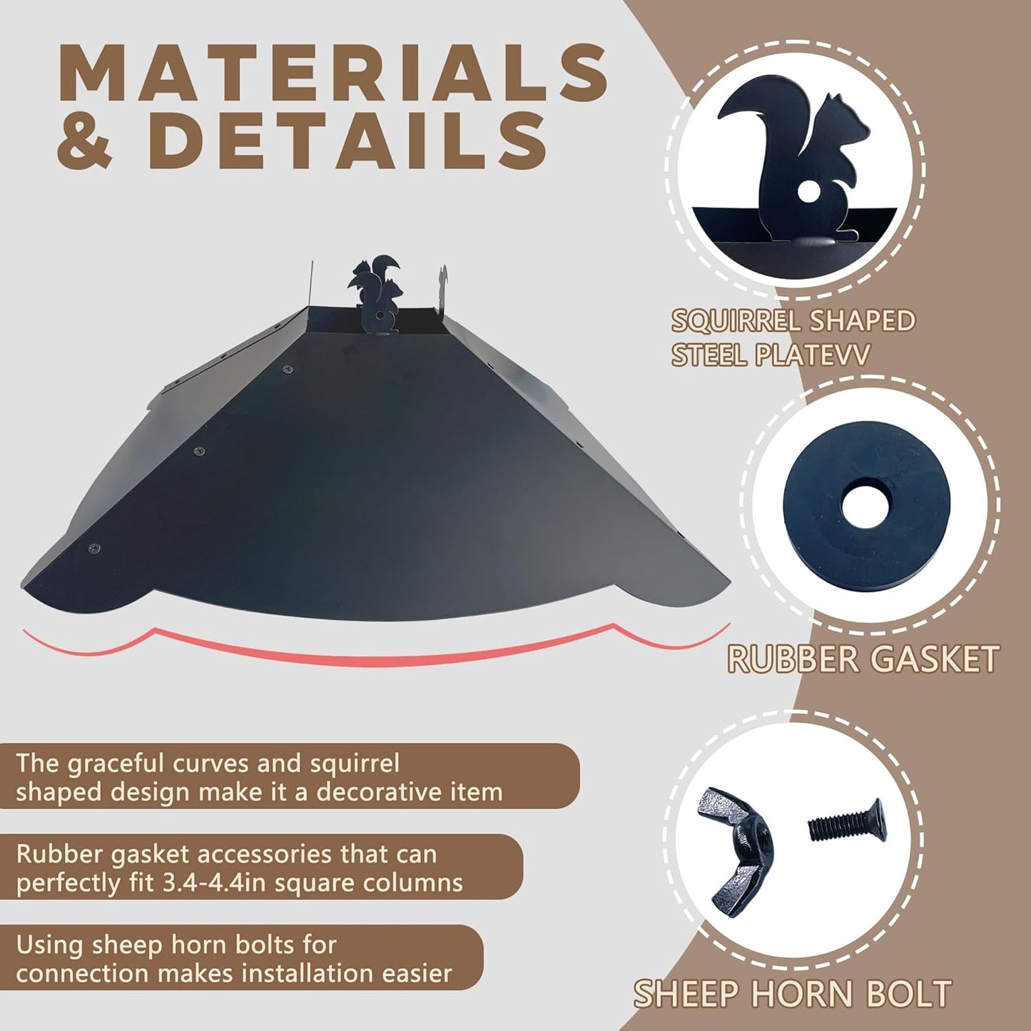 Squirrel Baffle for 4x4 Post - 17-Inch Heavy Duty Metal Squirrel Guard for Bird Feeders, Dual Mount (Hanging & Pole Mount) Stops Raccoons & Squirrels